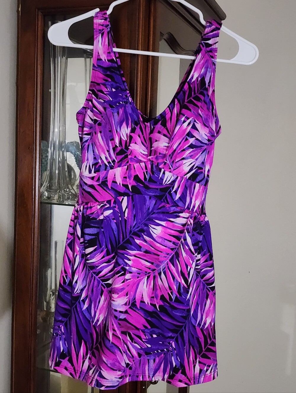 Swimsuits For All Pink Purple Swim dress With Liner